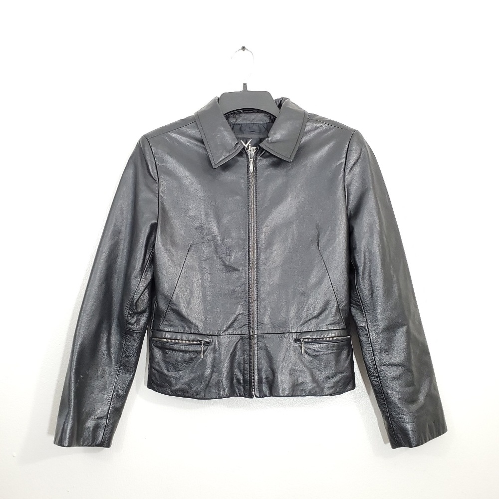 Maxima Black Zip Up Leather Jacket